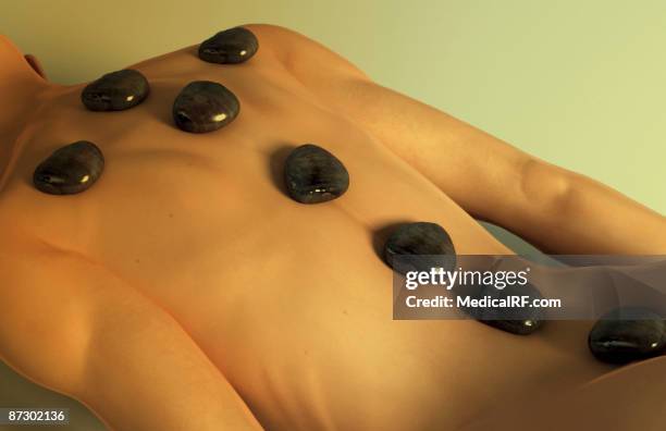 hot stone massage - colored pebbles stock illustrations