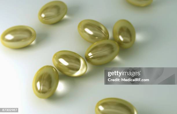 cod liver oil capsules - cod liver oil stock illustrations