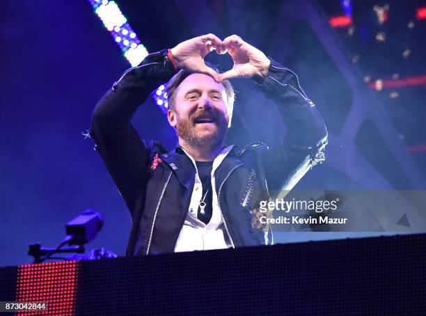 David Guetta performs during the World Stage event as part of the MTV EMAs 2017 at Trafalgar Square on November 11, 2017 in London, England.