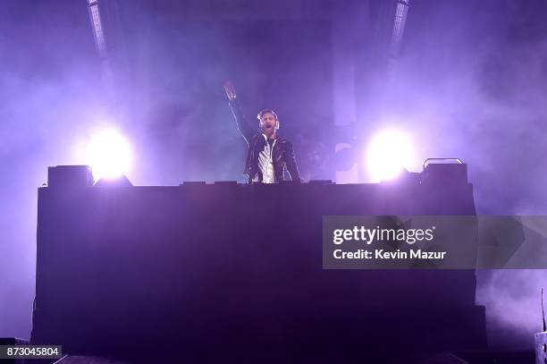 David Guetta performs during the World Stage event as part of the MTV EMAs 2017 at Trafalgar Square on November 11, 2017 in London, England.