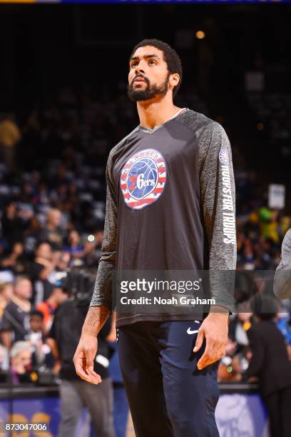 James Michael McAdoo of the Philadelphia 76ers looks on before the game against the Golden State Warriors on November 11, 2017 at ORACLE Arena in...