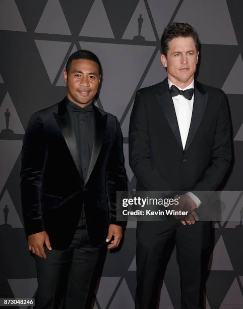 Beulah Koale and Jason Hall attend the Academy of Motion Picture Arts and Sciences' 9th Annual Governors Awards at The Ray Dolby Ballroom at...