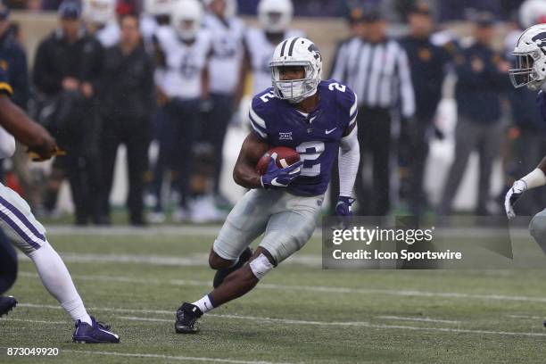 Kansas State Wildcats defensive back D.J. Reed during a punt return in the second quarter of a Big 12 game between the West Virginia Mountaineers and...