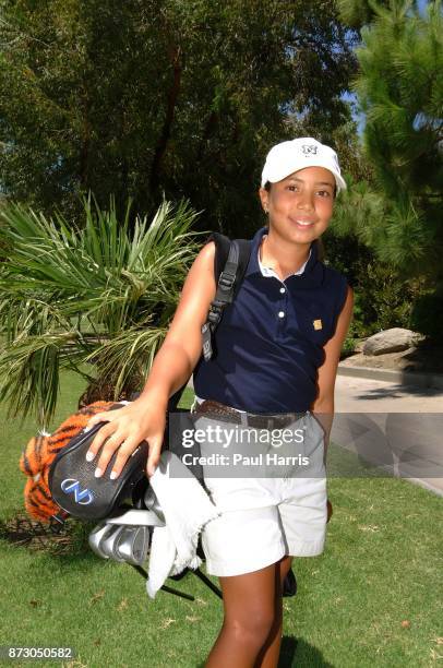 Year old Cheyenne Woods niece of Golfer Tiger Woods takes part in a junior golf tournament at The Singing Hills Resort on on July 16, 2001 in El...