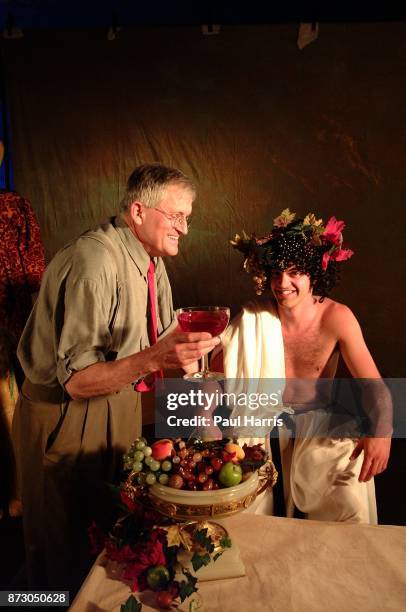 English artist David Hockney stands on set during the taping of an upcoming television documentary for the BBC August 9, 2001 in Woodland Hills,...