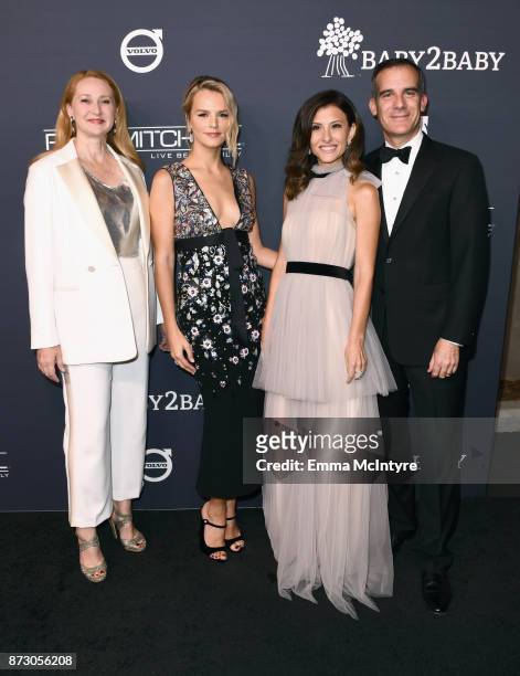Amy Wakeland, Baby2Baby Co-Presidents Kelly Sawyer Patricof and Norah Weinstein, and Eric Garcetti attend The 2017 Baby2Baby Gala presented by Paul...