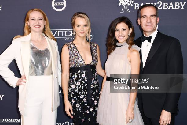 Amy Wakeland, Baby2Baby Co-Presidents Kelly Sawyer Patricof and Norah Weinstein, and Eric Garcetti attend The 2017 Baby2Baby Gala presented by Paul...