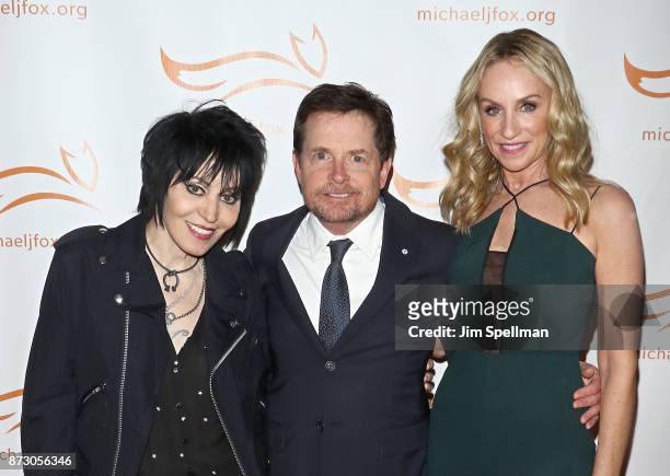 Singer/songwriter Joan Jett, actors Michael J. Fox and Tracy Pollan attend the 2017 A Funny Thing Happened on the Way to Cure Parkinson's event at...