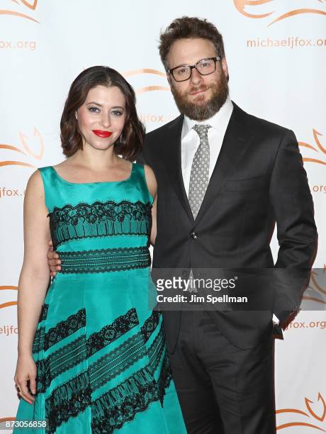 Actress/writer Lauren Miller and actor Seth Rogen attend the 2017 A Funny Thing Happened on the Way to Cure Parkinson's event at the Hilton New York...
