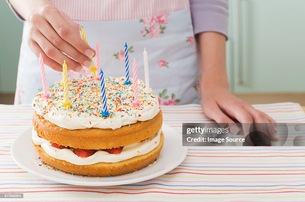 Woman with birthday cake