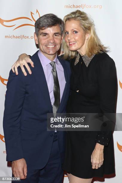 Personality George Stephanopoulos and actress Ali Wentworth attend the 2017 A Funny Thing Happened on the Way to Cure Parkinson's event at the Hilton...