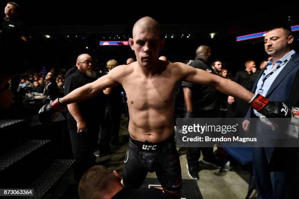 Joe Lauzon prepares to enter the Octagon prior to facing Clay Guida in their lightweight bout during the UFC Fight Night event inside the Ted...