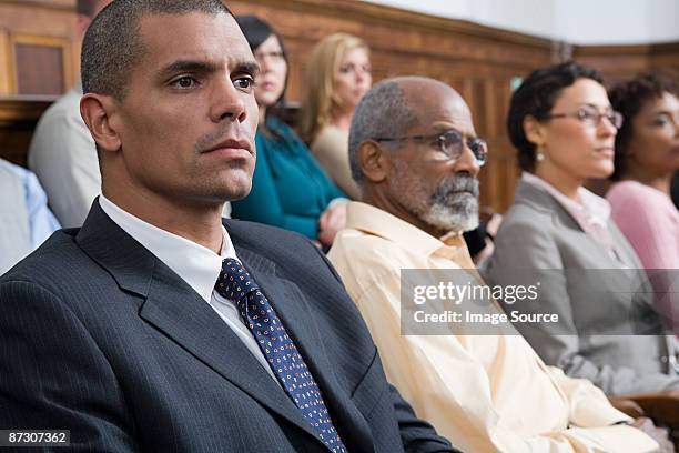 jurors in the jury box - jury stock pictures, royalty-free photos & images