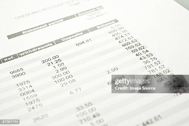 bank statement - financial statements stock-fotos und bilder