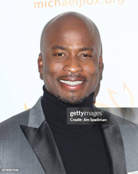 Football player Akbar Gbaja-Biamila attends the 2017 A Funny Thing Happened on the Way to Cure Parkinson's event at the Hilton New York on November...