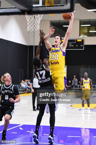 Stephen Zimmerman of the South Bay Lakers shoots the ball against Austin Spurs Center in El Segundo, California. NOTE TO USER: User expressly...