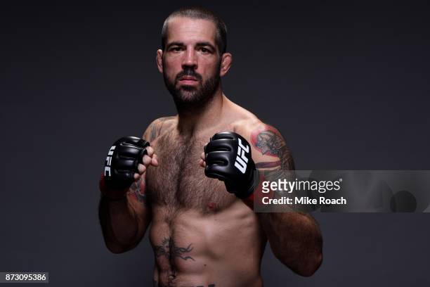 Matt Brown poses for a post fight portrait backstage during the UFC Fight Night event inside the Ted Constant Convention Center on November 11, 2017...