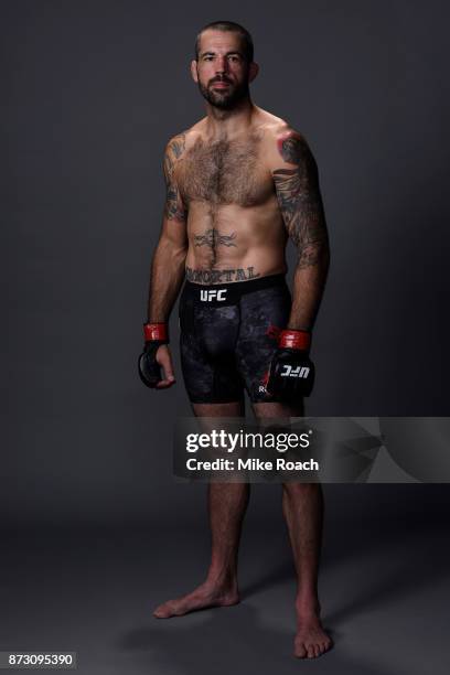 Matt Brown poses for a post fight portrait backstage during the UFC Fight Night event inside the Ted Constant Convention Center on November 11, 2017...