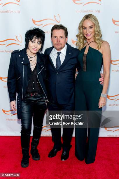 Joan Jett, Michael J. Fox and Tracy Pollan attend the 2017 a funny thing happened on the way to cure Parkinson's benefitting The Michael J. Fox...