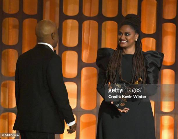 Writer/Director Charles Burnett, winner of the Honorary Award presented by Ava DuVernay, speaks onstage at the Academy of Motion Picture Arts and...