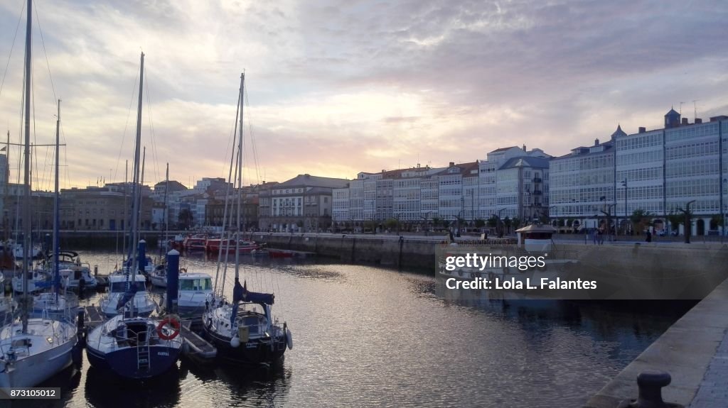 Sunset in La Marina, A Coruña