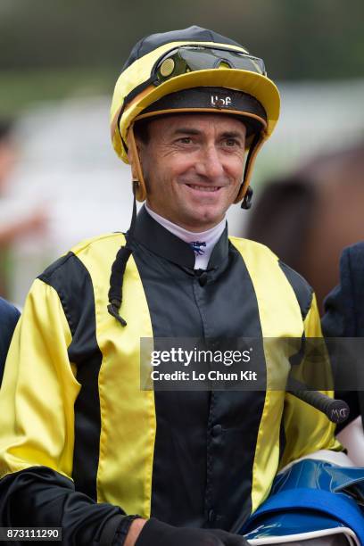 Jockey Douglas Whyte riding Roman Impero wins Race 4 Panasonic Nanoe Hair Dryer Handicap at Sha Tin racecourse on November 11, 2017 in Hong Kong,...