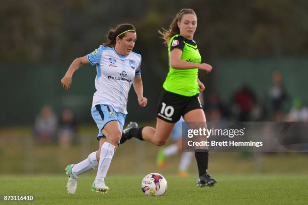 Lisa De Vanna of Sydney controls the ball during the round three W-League match between Canberra United and Sydney FC at McKellar Park on November...