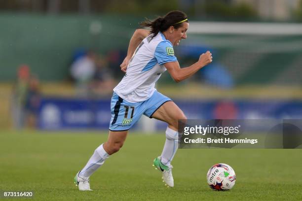 Lisa De Vanna of Sydney controls the ball during the round three W-League match between Canberra United and Sydney FC at McKellar Park on November...