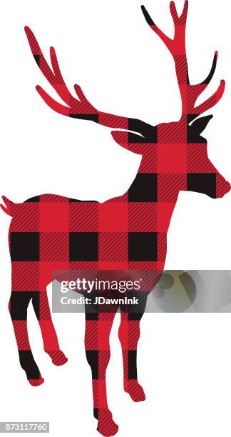 deer with plaid texture - flannel shirt stock illustrations