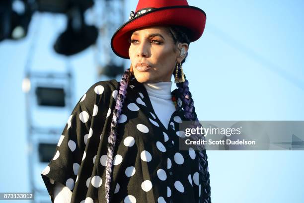 Singer Ivy Queen performs onstage during the Tropicalia Music and Taco Festival at Queen Mary Events Park on November 11, 2017 in Long Beach,...