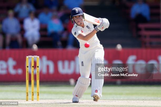 Lauren Winfield of England bats during day four of the Women's Test match between Australia and England at North Sydney Oval on November 12, 2017 in...