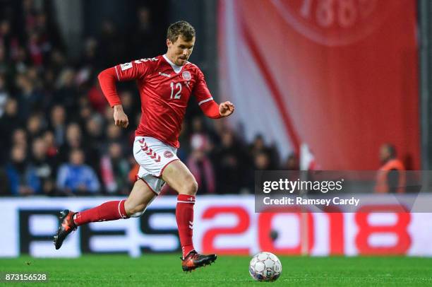 Copenhagen , Denmark - 11 November 2017; Andreas Bjelland of Denmark during the FIFA 2018 World Cup Qualifier Play-off 1st Leg match between Denmark...