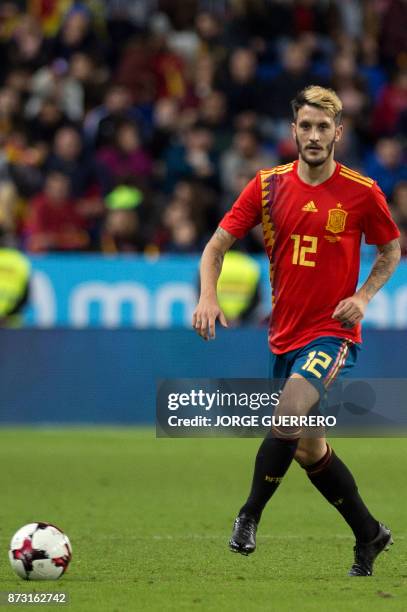 Spain's midfielder Luis Alberto controls the ball during the international friendly football match Spain against Costa Rica at La Rosaleda stadium in...