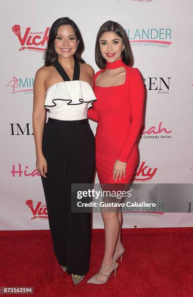 Actress Melissa Carcache and Elizabeth Elias attends the Hialeah Series Premiere at the Milander Center for Arts and Entertainment on November 11,...