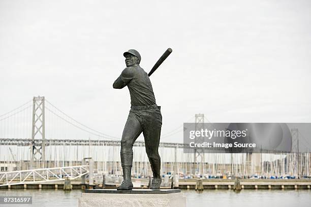statue of baseball player - san francisco bay stock pictures, royalty-free photos & images