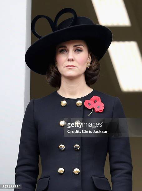 Catherine, Duchess of Cambridge during the annual Remembrance Sunday memorial on November 12, 2017 in London, England. The Prince of Wales, senior...