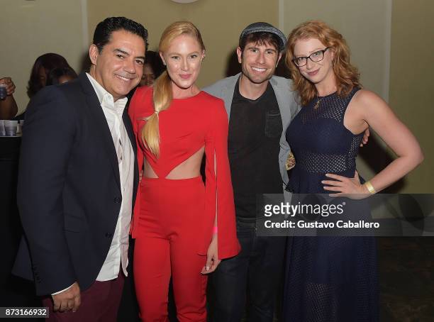 Actors Carlos Gomez,Sheena Colette and Jordan Wall attends the Hialeah Series Premiere at the Milander Center for Arts and Entertainment on November...
