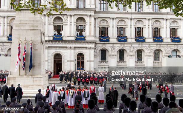 The annual Remembrance Sunday memorial on November 12, 2017 in London, England. The Prince of Wales, senior politicians, including the British Prime...