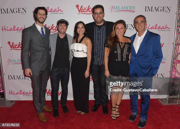 David Vargas ,Jordan Wall ,Melissa Carcache, Javier Mayol and Ozzie Areu attends the Hialeah Series Premiere at the Milander Center for Arts and...