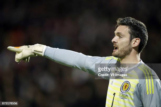 Goalkeeper Craig Gordon of Scotland during the friendly match between Scotland and The Netherlands on November 09, 2017 at Pittodrie Stadium in...