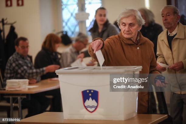 Voter casts ballot during the second round of the Presidential Election in Sempeter pri Nova Gorica, Slovenia on November 12, 2017