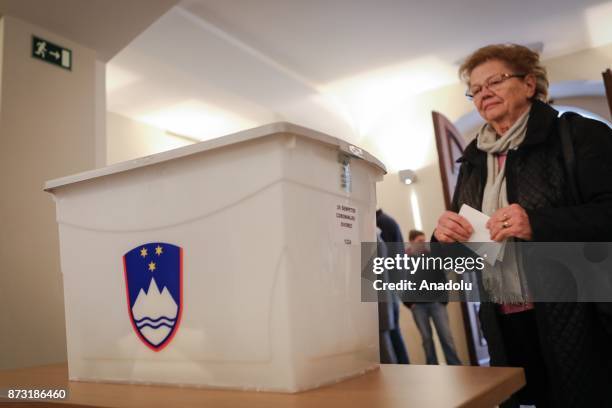 Voter casts ballot during the second round of the Presidential Election in Sempeter pri Nova Gorica, Slovenia on November 12, 2017