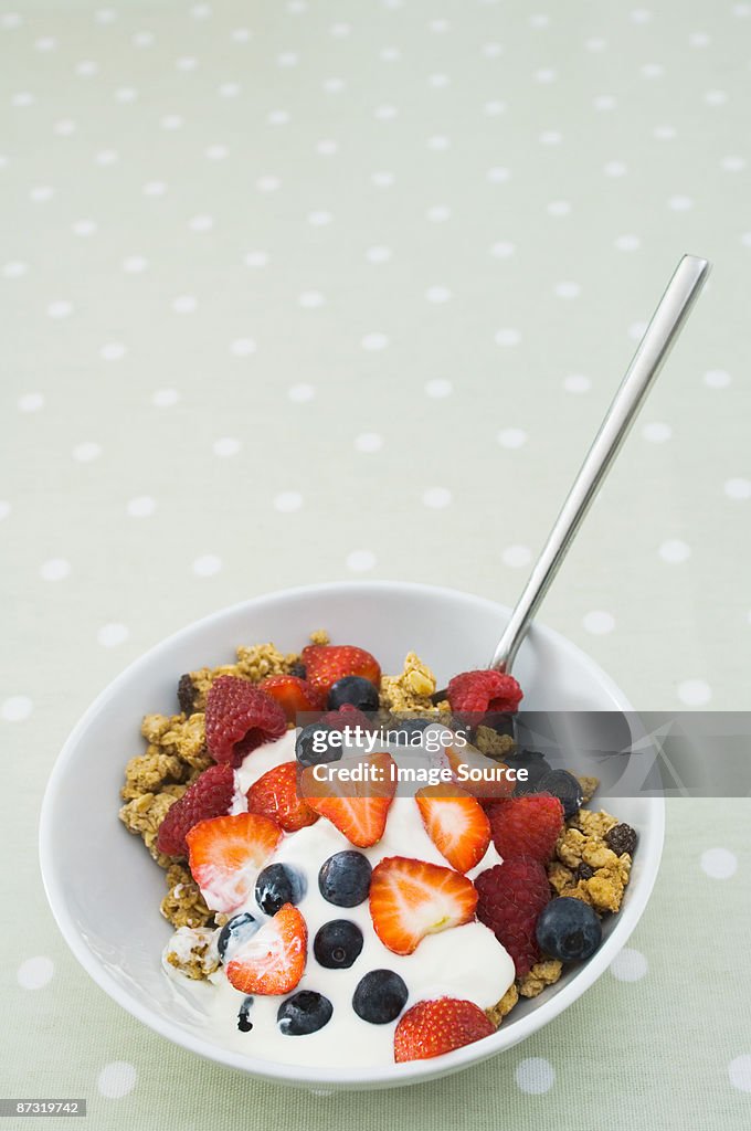 Fruit and granola breakfast