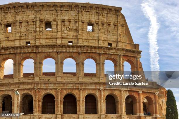 The Colosseum is seen at the Roman Forum on October 30, 2017 in Rome, Italy. Rome is one of the most popular tourist destinations in the World.