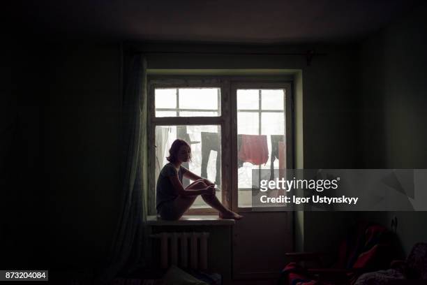 Portrait of woman in apartment