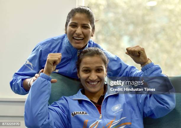 Indian Hockey Team Captain Rani Rampal and player Navneet Kaur during an exclusive interview with Hindustan Times after winning the final of the...