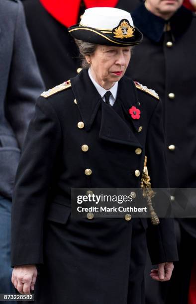 Princess Anne, Princess Royal during the annual Remembrance Sunday memorial on November 12, 2017 in London, England. The Prince of Wales, senior...