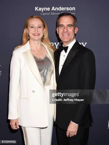 Political strategist Amy Wakeland and husband/Mayor of Los Angeles Eric Garcetti attend the 2017 Baby2Baby Gala at 3Labs on November 11, 2017 in...