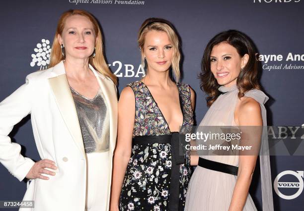 Political strategist Amy Wakeland, Baby2Baby Co-Presidents Kelly Sawyer Patricof and Norah Weinstein attend the 2017 Baby2Baby Gala at 3Labs on...