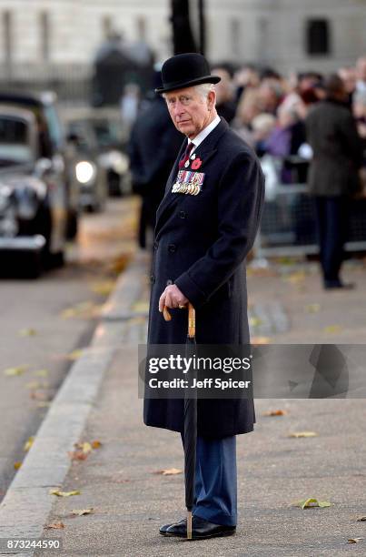 Prince Charles, The Prince of Wales is pictured after laying a wreath at the Guards' Memorial on November 12, 2017 in London, England. The Prince of...